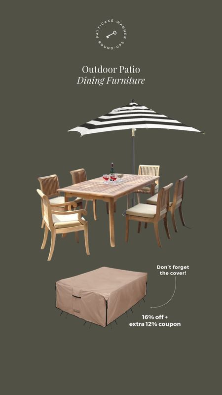 outdoor patio: teak wood dining tables & chairs, patio umbrella, sunbrella fabric seat cushions, outdoor furniture cover. also linking our teak furniture cleaner and oil  



#LTKhome #LTKFind #LTKSeasonal
