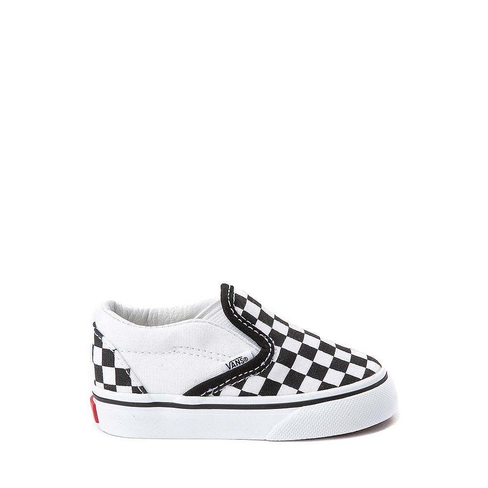 Vans Slip-On Checkerboard Skate Shoe - Baby / Toddler - Black / White | Journeys