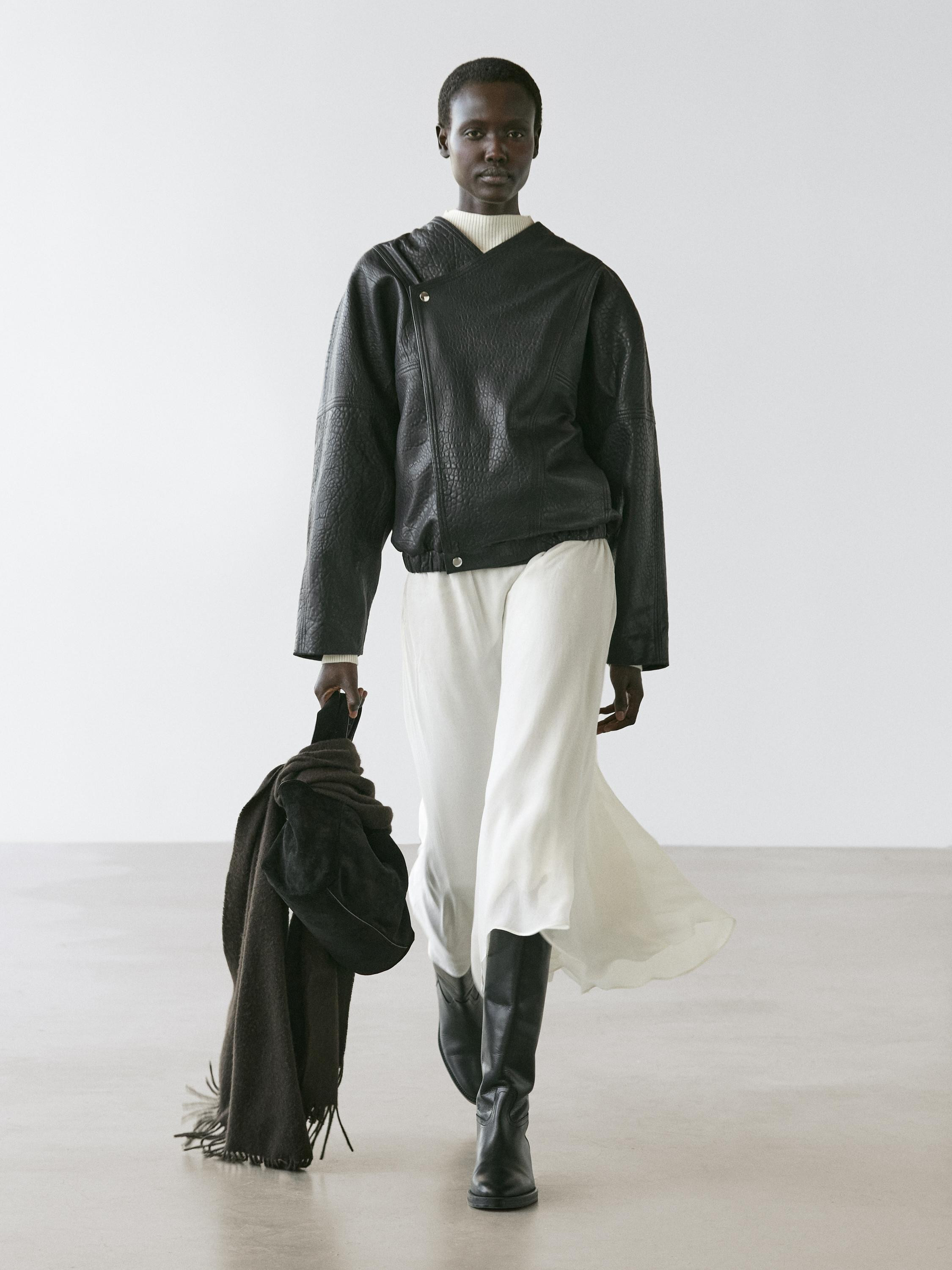 Leather bomber jacket | Massimo Dutti US