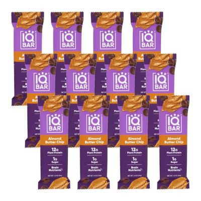 IQ Bar Almond Butter Chip Bar - Case of 12/1.6 oz | Target