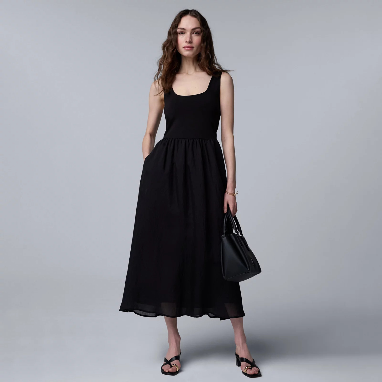 Women's Simply Vera Vera Wang Mixed Media Midi Dress | Kohl's