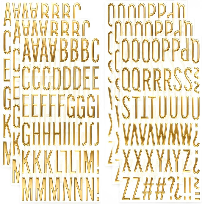 6 Sheets Gold Puffy Letter Stickers, 312 Pcs 3D Foam Alphabet Stickers | Amazon (US)