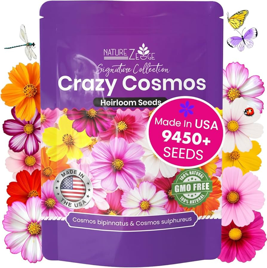 NatureZ Edge, Crazy Cosmos Seeds for 2026, 9450 Cosmos Seed, 2.25 oz, Made in USA, Annual Cut Flo... | Amazon (US)