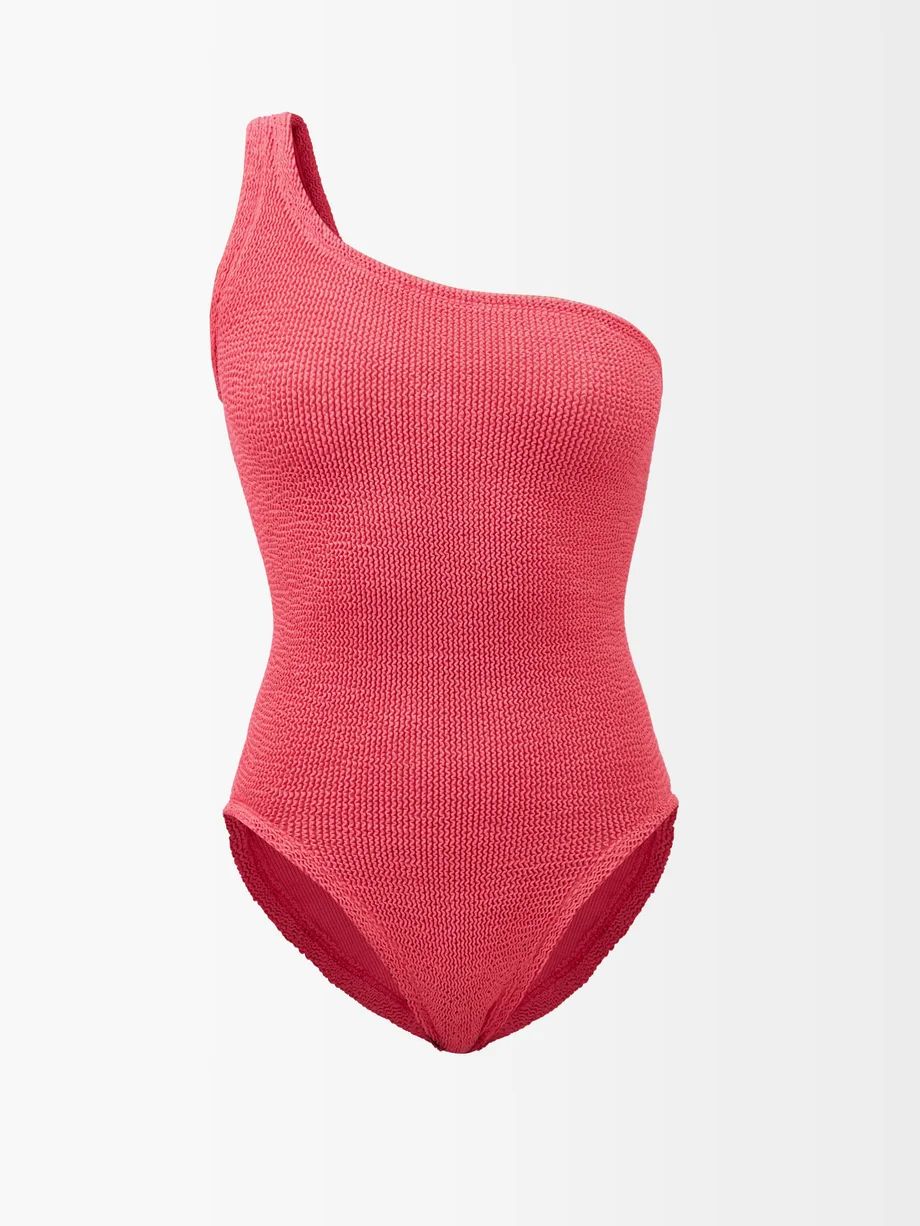 Nancy one-shoulder crinkle-knit swimsuit | Hunza G | Matches (UK)