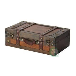 Vintiquewise Antique Brown Trunk | The Home Depot