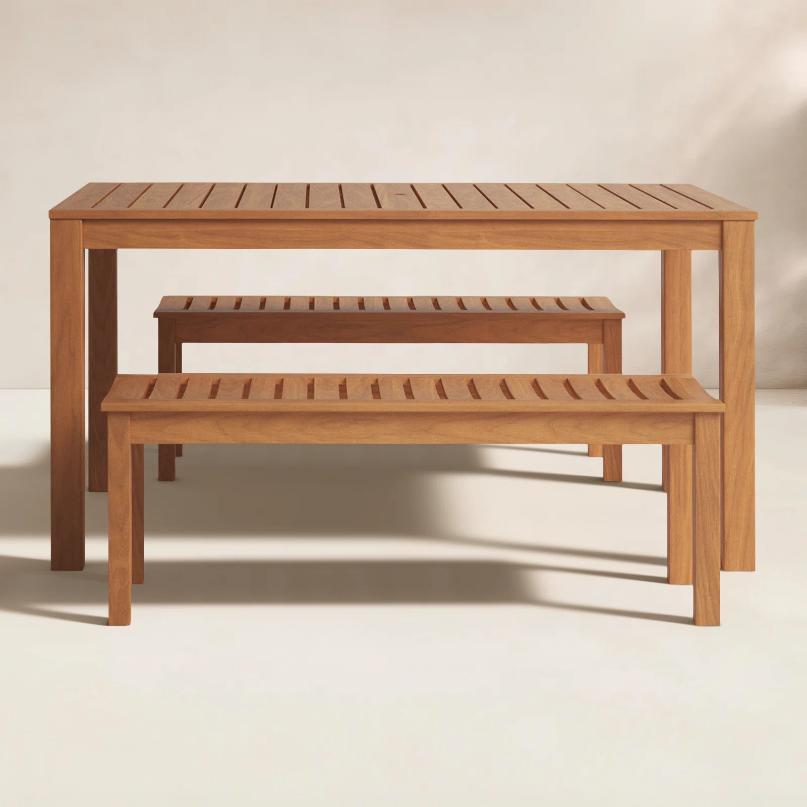 Summerton 4-Person Teak Outdoor Rectangular 59" Long Dining Set (Set of 3) | Wayfair North America