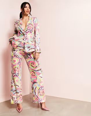 ASOS LUXE suit blazer and wide leg pants in 70s sequin print | ASOS (Global)