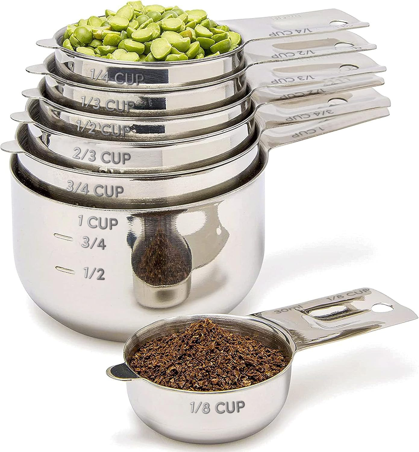 Measuring Cups and Spoons Set of 7 Stainless Steel for Cooking & Baking | Amazon (US)