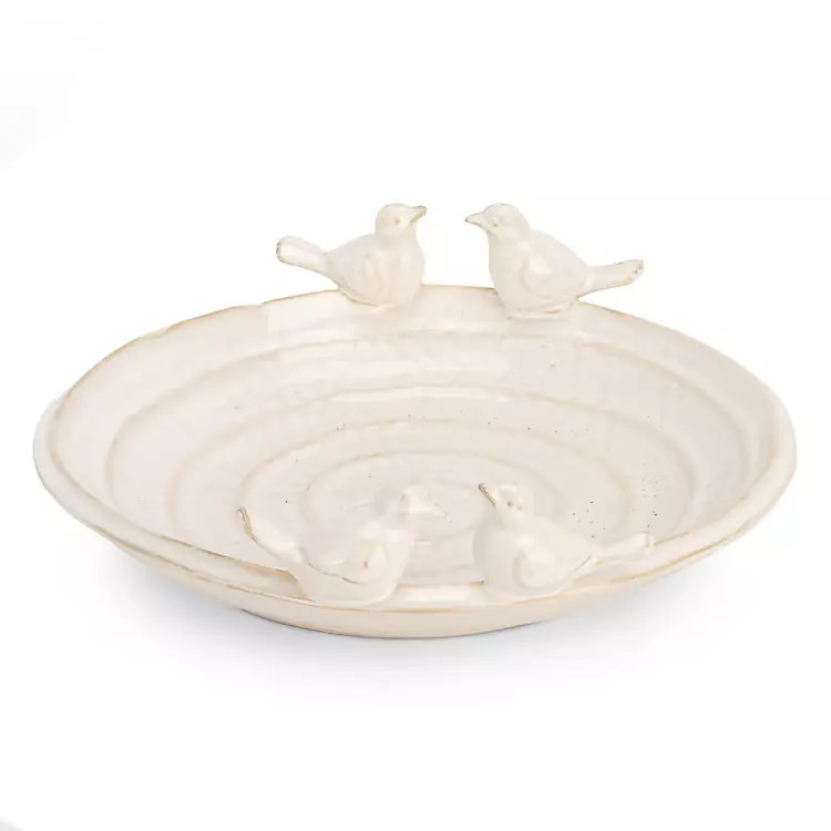 New! Ivory Ceramic Bird Decorative Bowl | Kirklands