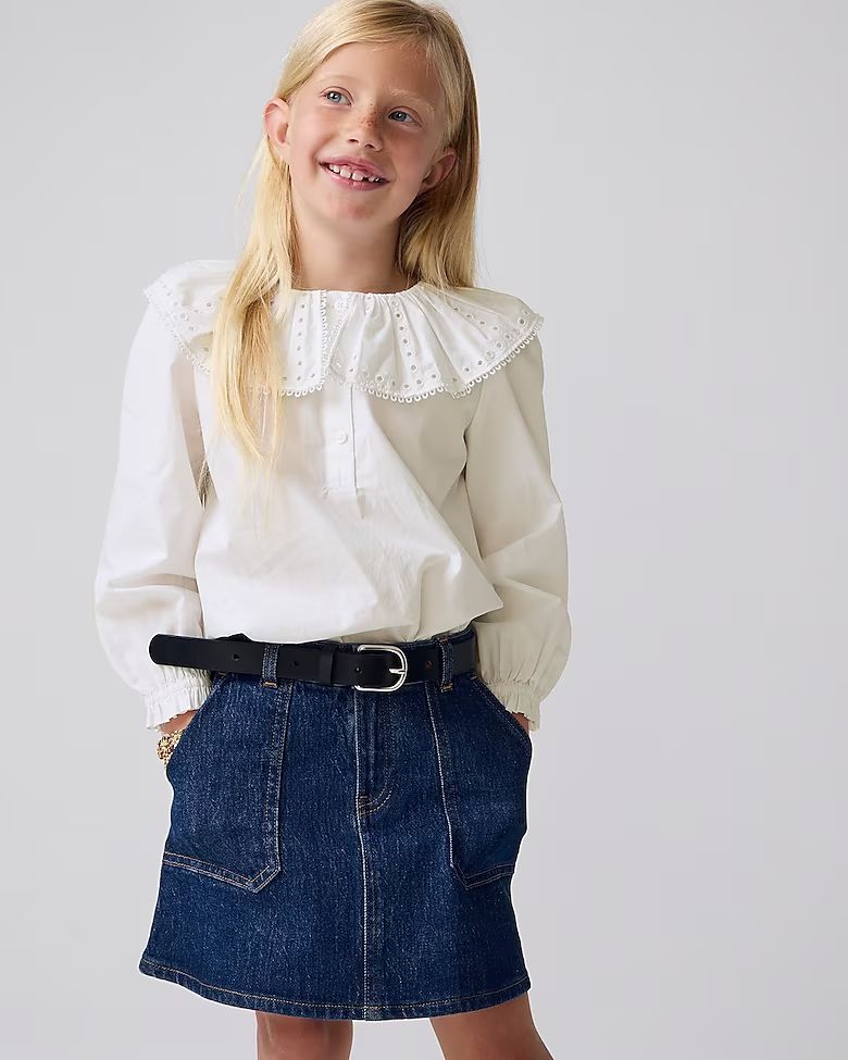 Girls' oversized eyelet-collar top | J.Crew US