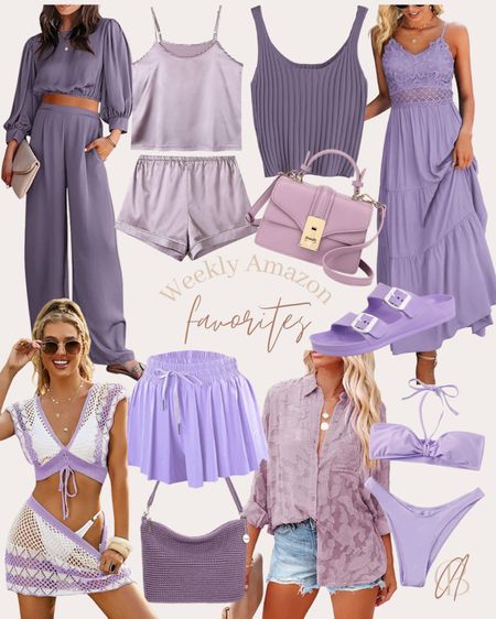 Amazon weekly favorites - purple color edition. Purple bikini / purple handbag / purple shoes / purple dress 

#LTKSeasonal #LTKstyletip #LTKunder100