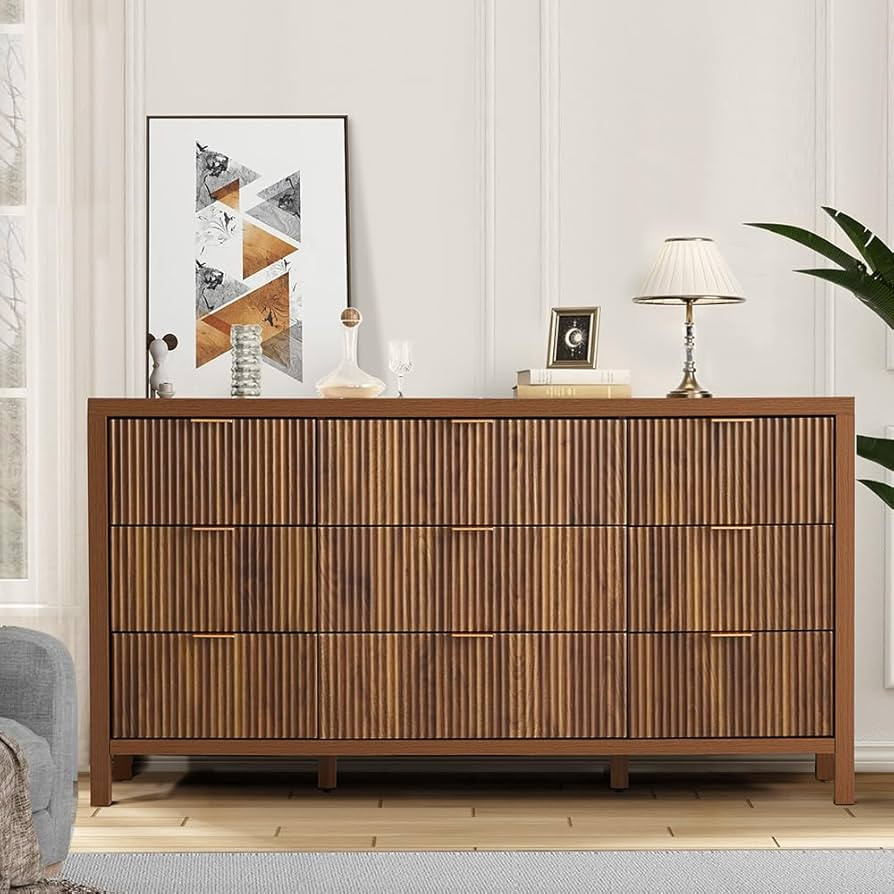 Mid Century Modern Dresser TV Stand, 9 Drawer Dresser for Bedroom Wood, Farmhouse Boho Storage Ca... | Amazon (US)