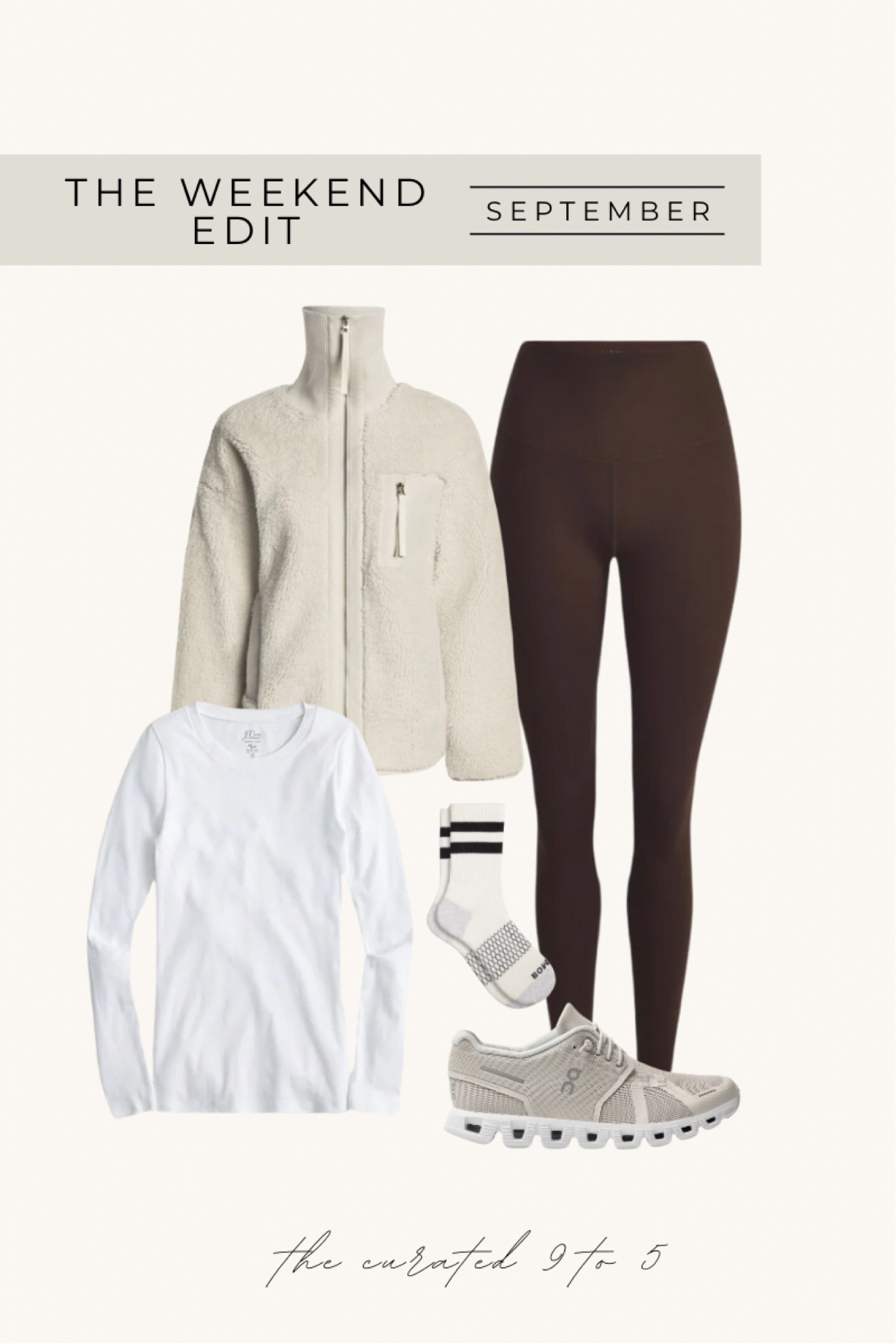 The Weekend Edit | September

Fall athleisure style, chocolate brown leggings, varley, teddy half zip, white tee, on cloud 5 tennis shoes, bombas socks

#LTKSeasonal #LTKActive #LTKTravel