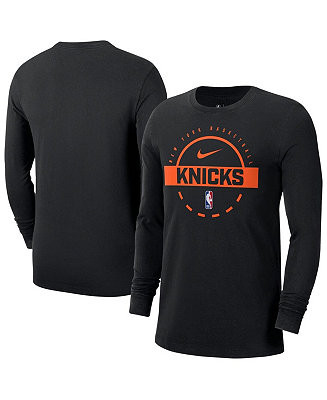 Men's Black New York Knicks Authentic Long Sleeve Practice T-Shirt | Macy's