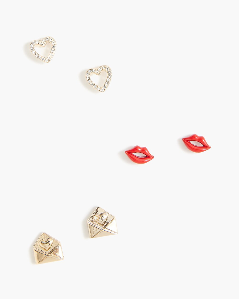 Valentine's Day stud earrings set-of-three | J.Crew Factory