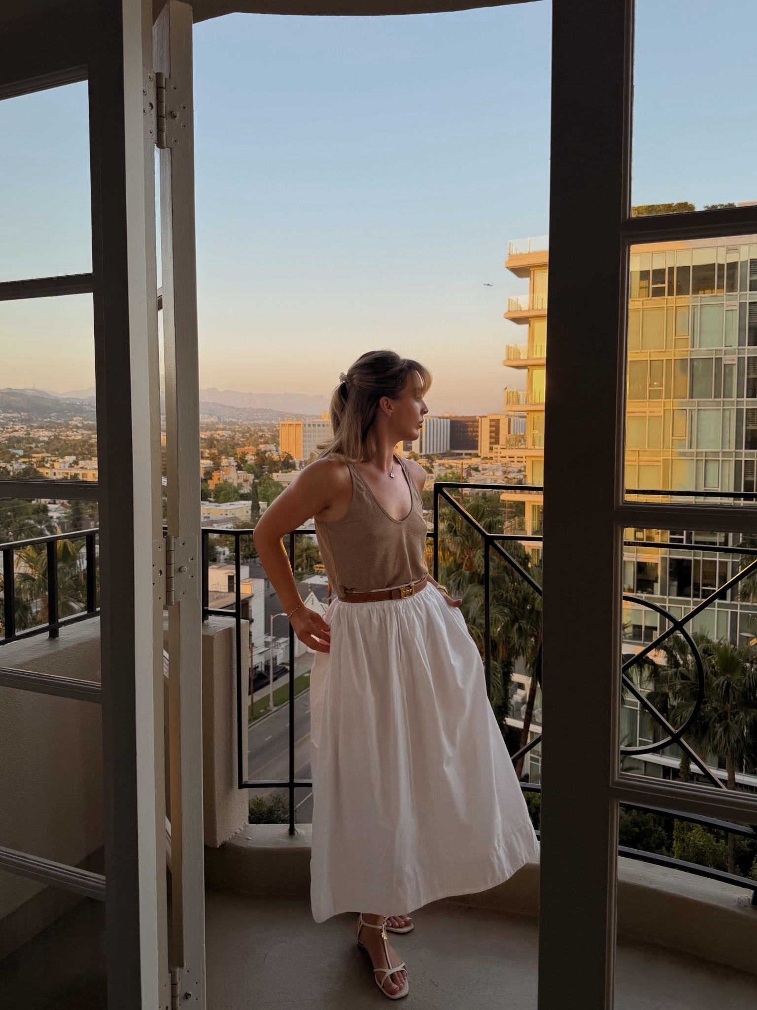 Casual but elevated outfit for dinner and drinks: a white skirt and tank 

#LTKsummer #LTKstyletip #LTKspring