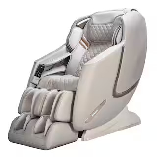 TITAN Prestige Series Taupe Faux Leather Reclining 3D Massage Chair with Bluetooth Speakers and H... | The Home Depot