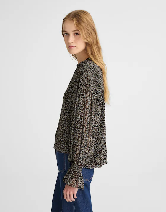 Semi-Sheer Split-Neck Top | Madewell