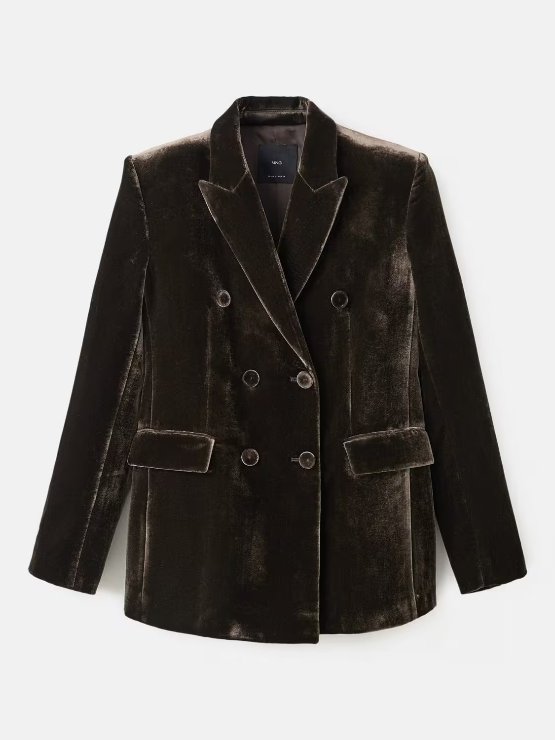 Mango Americana Pepper Velvet Blazer, Dark Brown | John Lewis (UK)