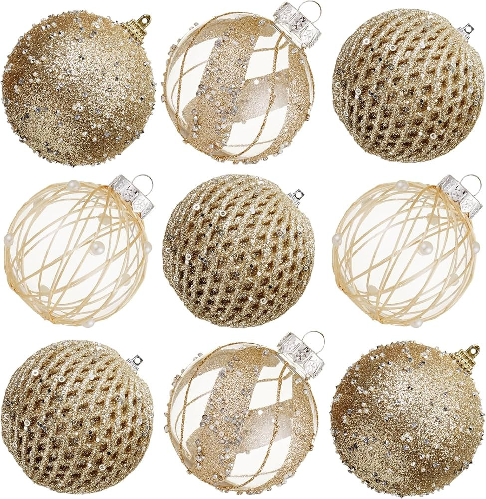 80mm/3.15" Christmas Ball Ornaments - 9pcs Large Shatterproof Foam Christmas Tree Decorations, Cl... | Amazon (US)