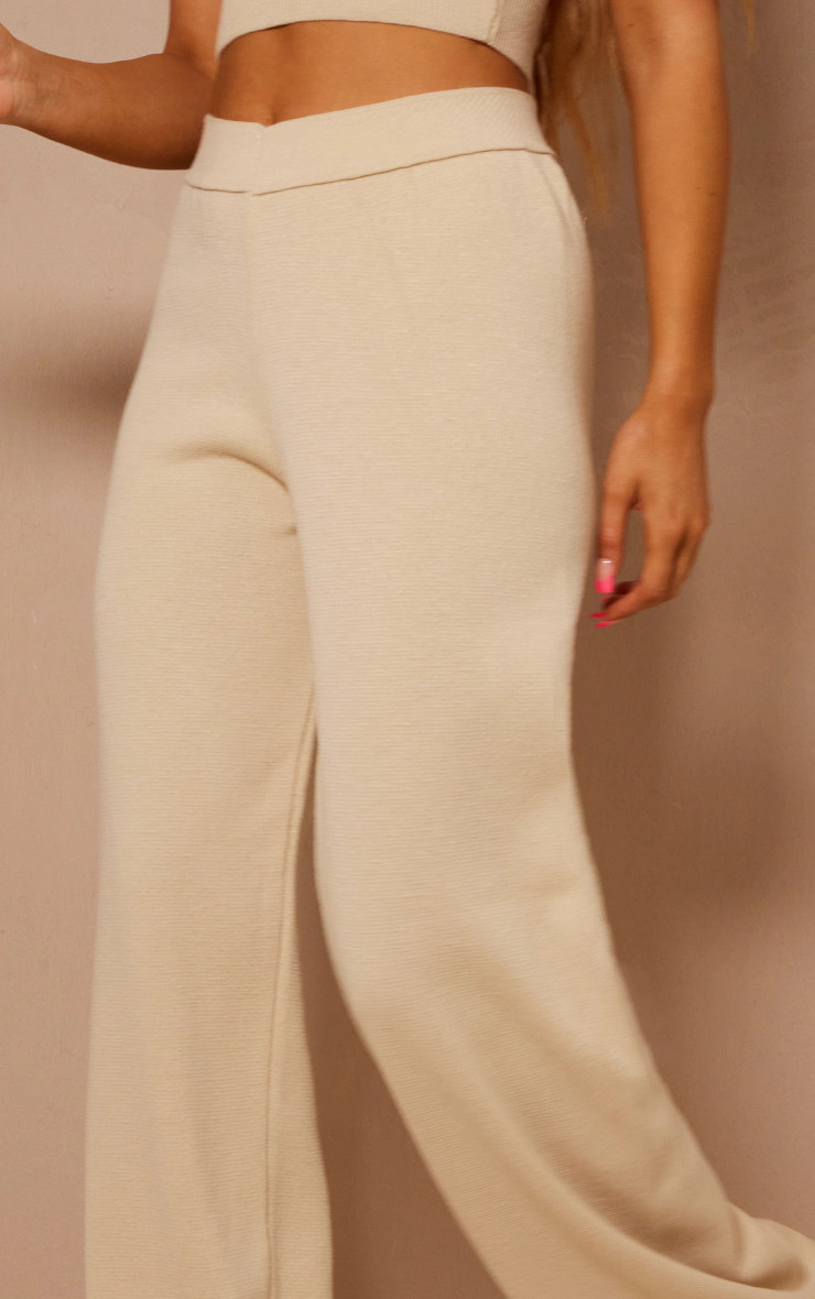 Oatmeal Knit Wide Leg Pants | PrettyLittleThing US