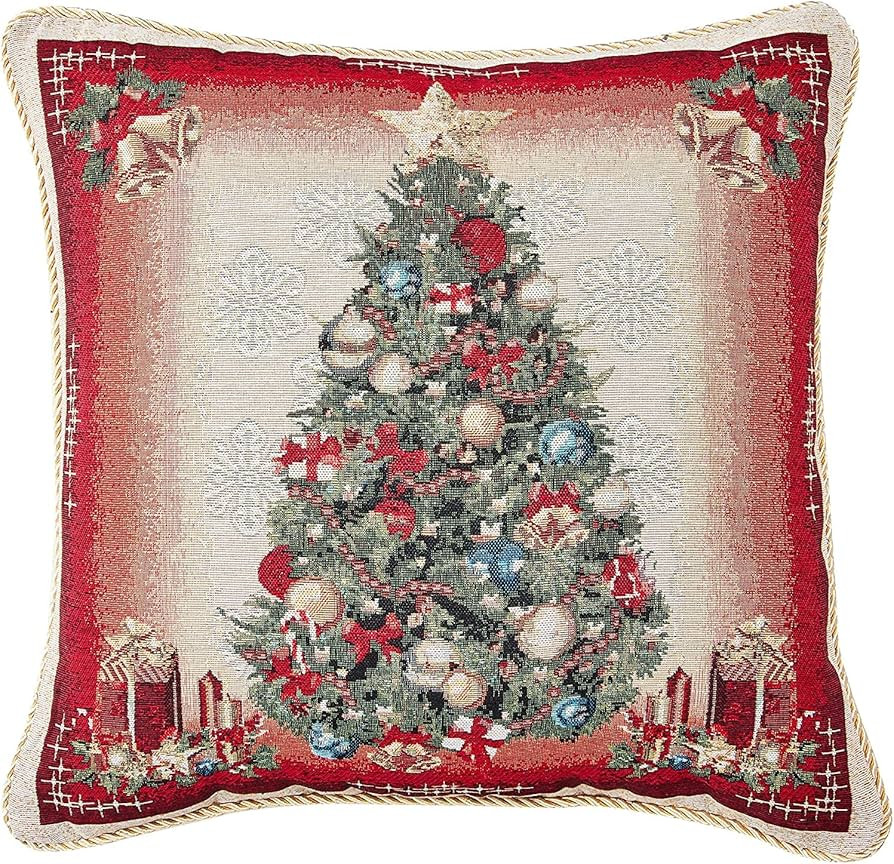 Violet Linen Seasonal Xmas Christmas Holiday Bliss Pattern, Polyester Tapestry Jacquard , Santa T... | Amazon (US)