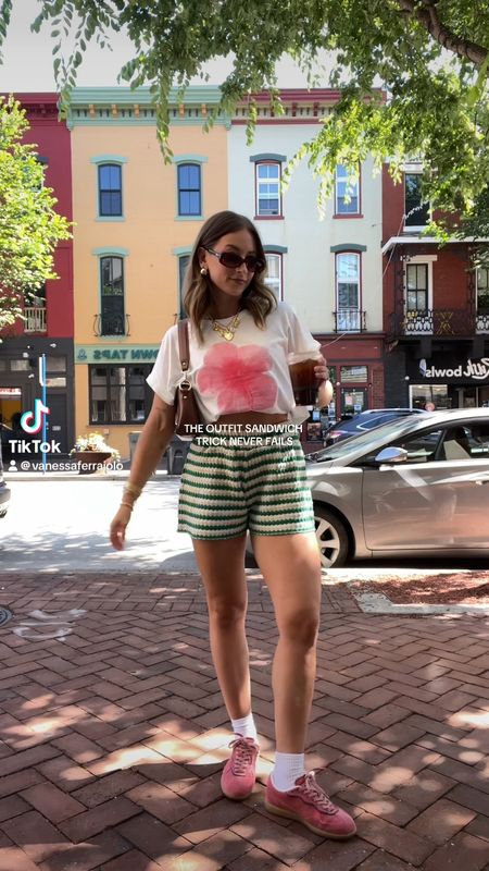 6/7/24 Fun casual summer outfit 🫶🏼 Casual summer outfits, summer fashion, summer outfit ideas, summer fashion, summer fashion 2024, boxer shorts, boxer shorts outfit, flower graphic tee, flower top, flower tshirt, pink sneakers, alohas sneakers