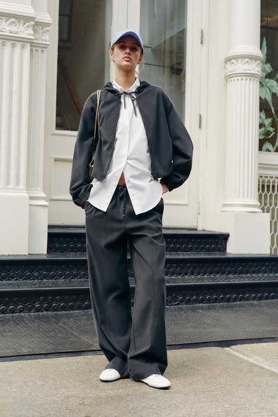 Zara - Wide-Leg Elastic Waist Trousers - Ecru - S - Woman | Zara UK