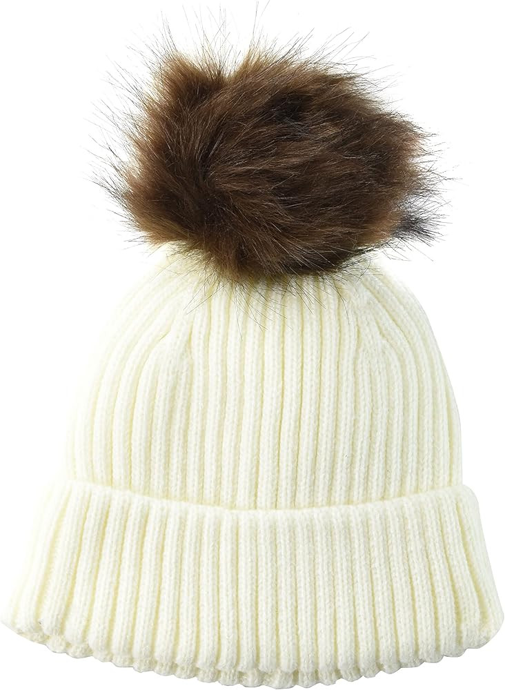 Amazon Essentials Women's Ribbed Beanie with Faux Fur Pom | Amazon (US)