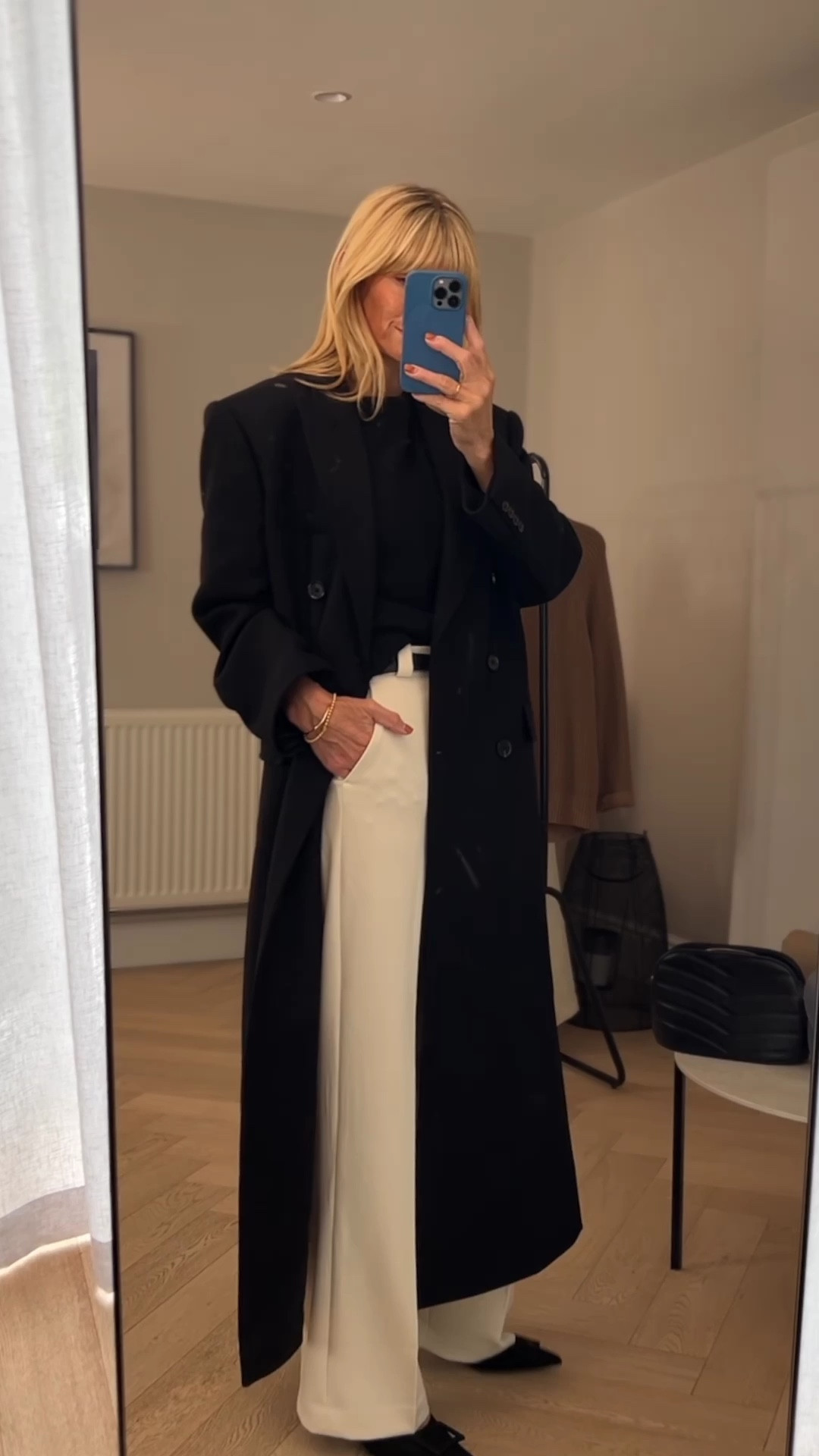 Transitional Style Outfits Part 1: Long black coat, white trousers, jumper, point toe heels, long maxi dress, white trainers, brown blazer, black wide leg trousers

#LTKSeasonal #LTKeurope #LTKstyletip