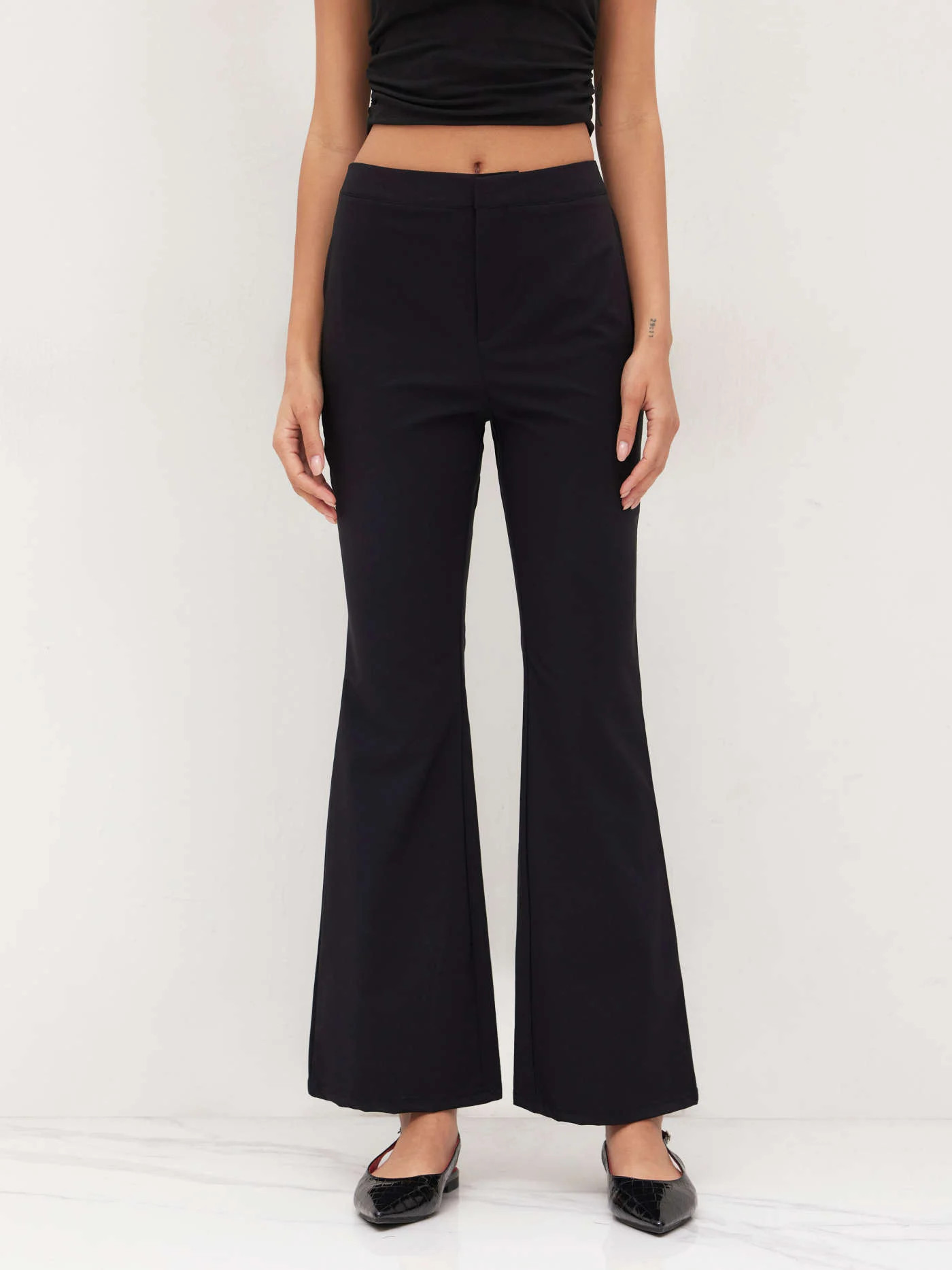 Belted & Flared Pinstripe Trousers CHF 41.00 | Cider