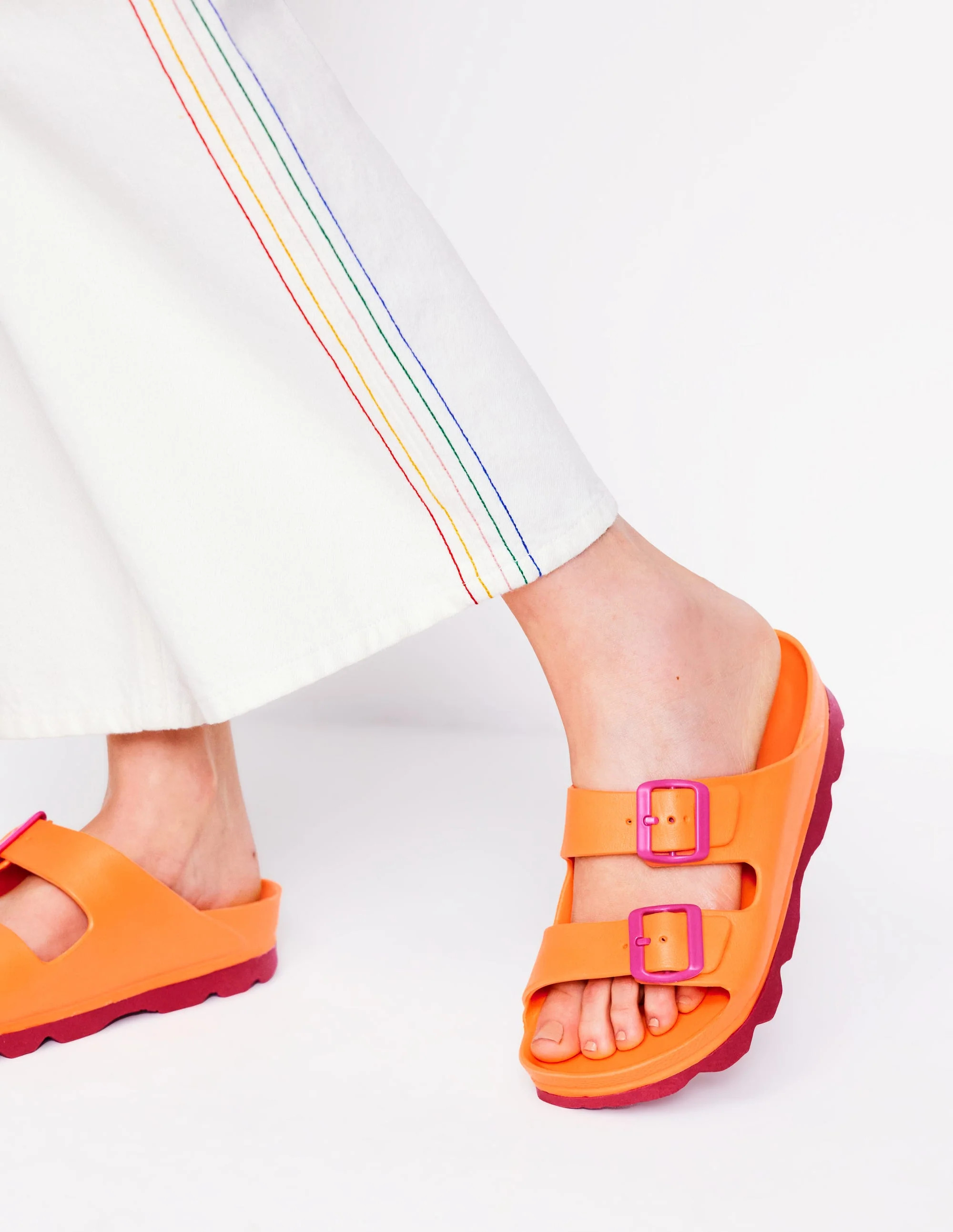 Lyla Double Buckle Sliders-Orange | Boden (US)