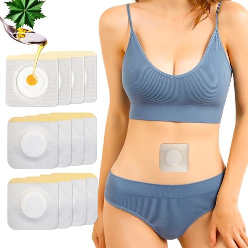 12Pcs Hypoallergenic Castor Oil Pack Wrap for Belly Button, 3.2 x 3.2 inches Disposable, Self-Adhesive, and Highly Absorbent Castor Oil Wraps Patch Pads - White | Amazon (US)