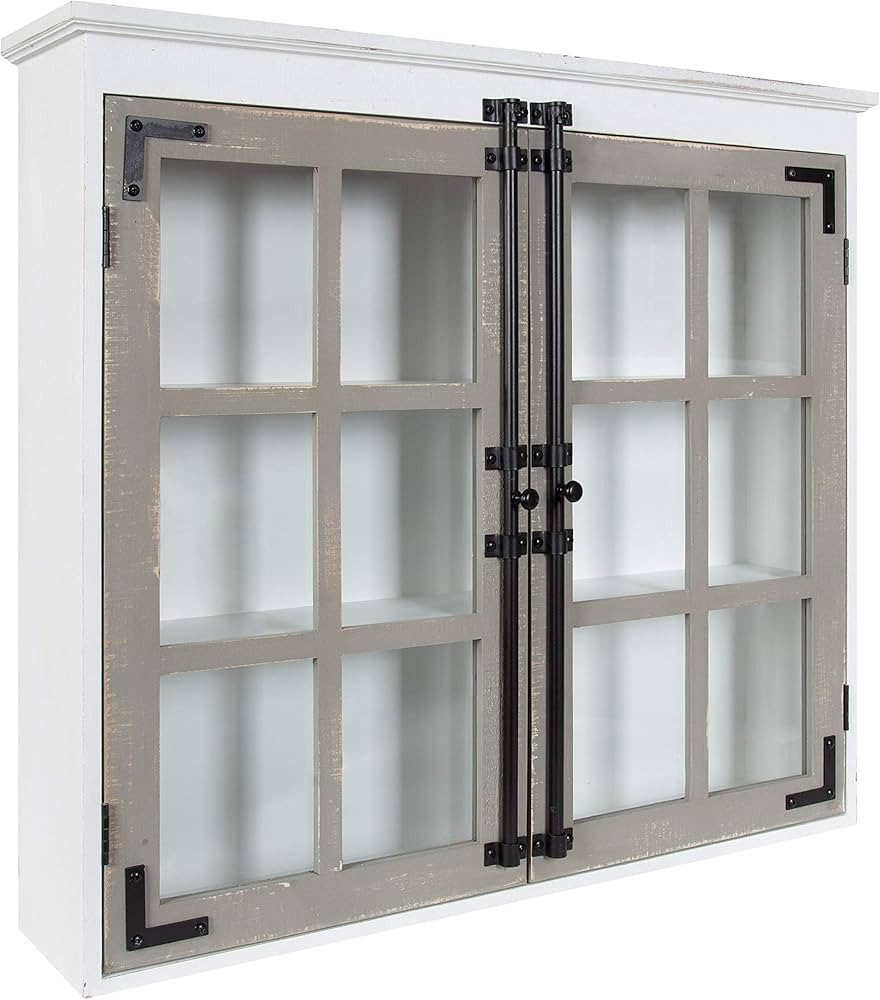 Kate and Laurel Hutchins Decorative Farmhouse Wood Wall Cabinet, 30 x 6.5 x 27.5, White and Gray,... | Amazon (US)