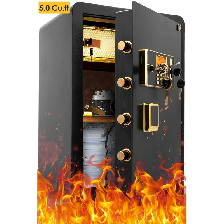 SRWTRCHRY 5.0 Cu. ft. Safes Lock Box, Fireproof Home Safe, Dual Key System, Black, 74 lb | Walmart (US)