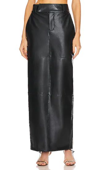 Waterbased Faux Leather Midi Skirt in Black | Revolve Clothing (Global)