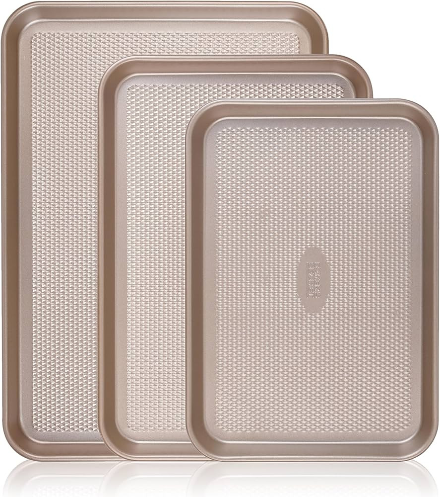 Baker's Secret Baking Sheet Pan Set, 3x Cookie Sheets for Oven, Diamond Texture Premium Air Flow,... | Amazon (US)
