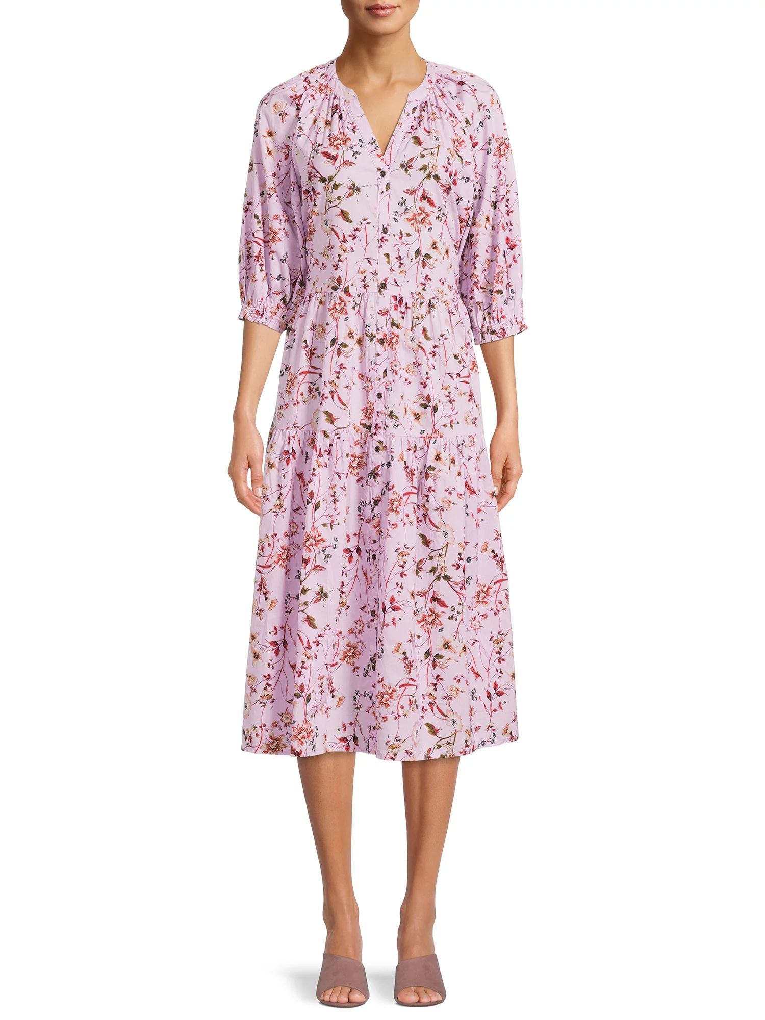 Time and Tru Women's Peasant Dress with Short Sleeves | Walmart (US)