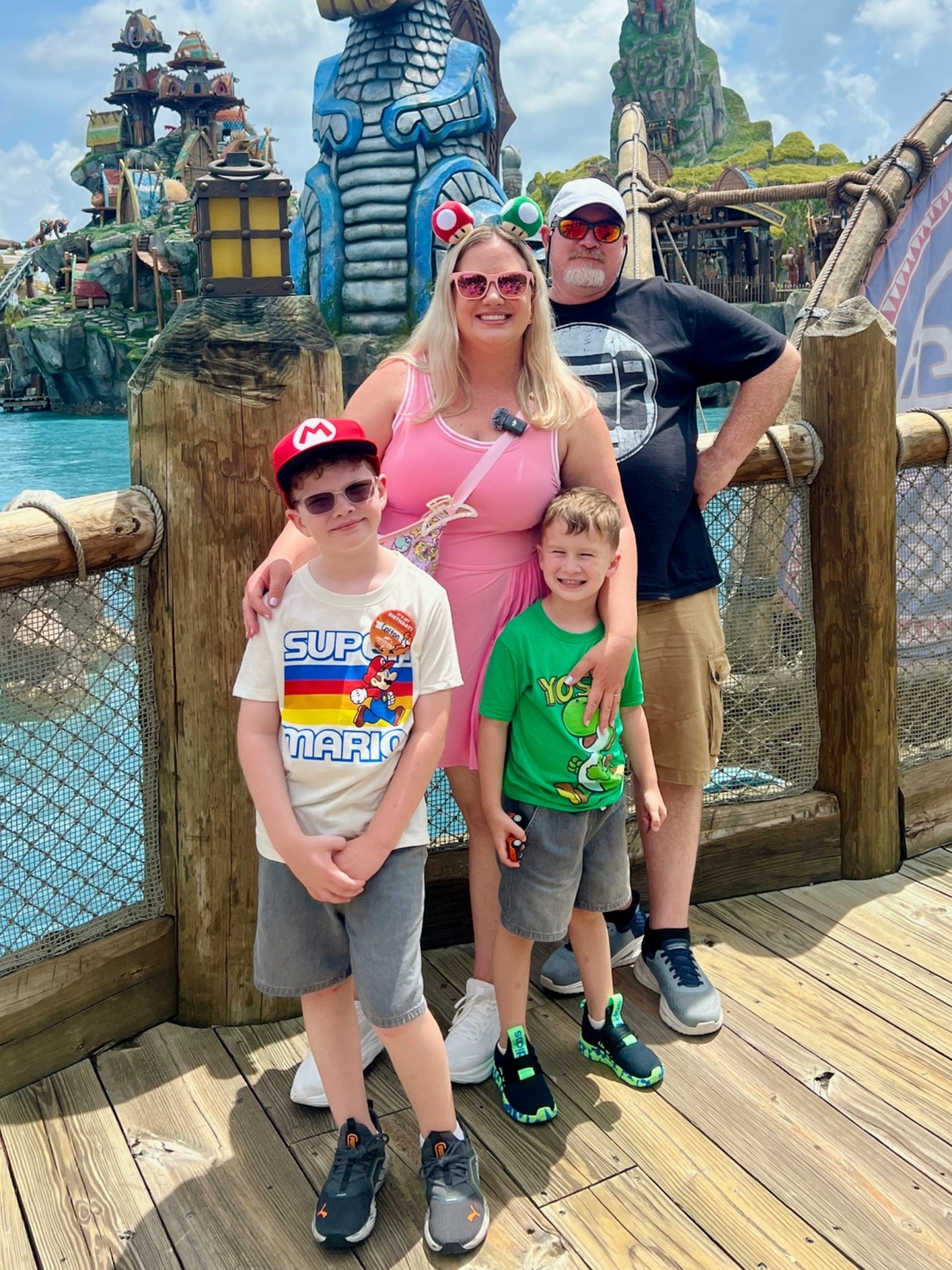 Family Epic Universe Outfits for Super Nintendo World. Love this pink athletic dress in the theme parks for summer if bounding as princess peach. The boys had comfy easy tshirts for epic universe. Summer epic universe outfit.

#LTKKids #LTKMidsize #LTKTravel