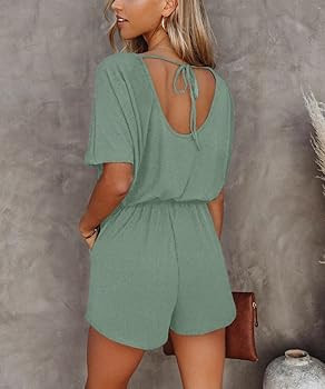 Lacozy Women's 2025 Summer Short Sleeve Off The Shoulder Rompers Casual Shorts One Piece Overall ... | Amazon (US)