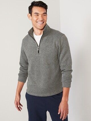 Sweater-Fleece Mock-Neck Quarter-Zip Sweatshirt for Men | Old Navy (US)