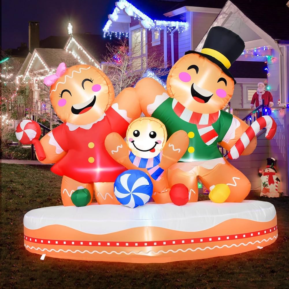 Rocinha 6 FT Christmas Inflatable Gingerbread Man Decor Inflatable Christmas Decorations Outdoor ... | Amazon (US)