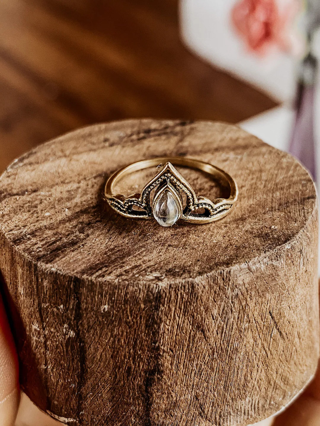 Anesha • Moonstone Boho Ring I Gemstonering I Present for Wife I Bohemian Gemstones I Tribal Bo... | Etsy (US)