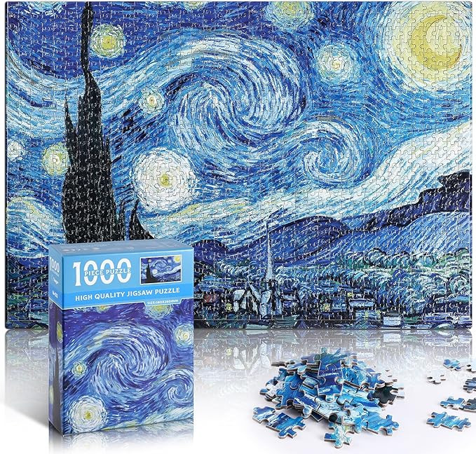 YOGEON Starry Night Puzzle 1000 Pieces Van Gogh Mini Puzzle for Adults Artwork Jigsaw Puzzle Fami... | Amazon (US)