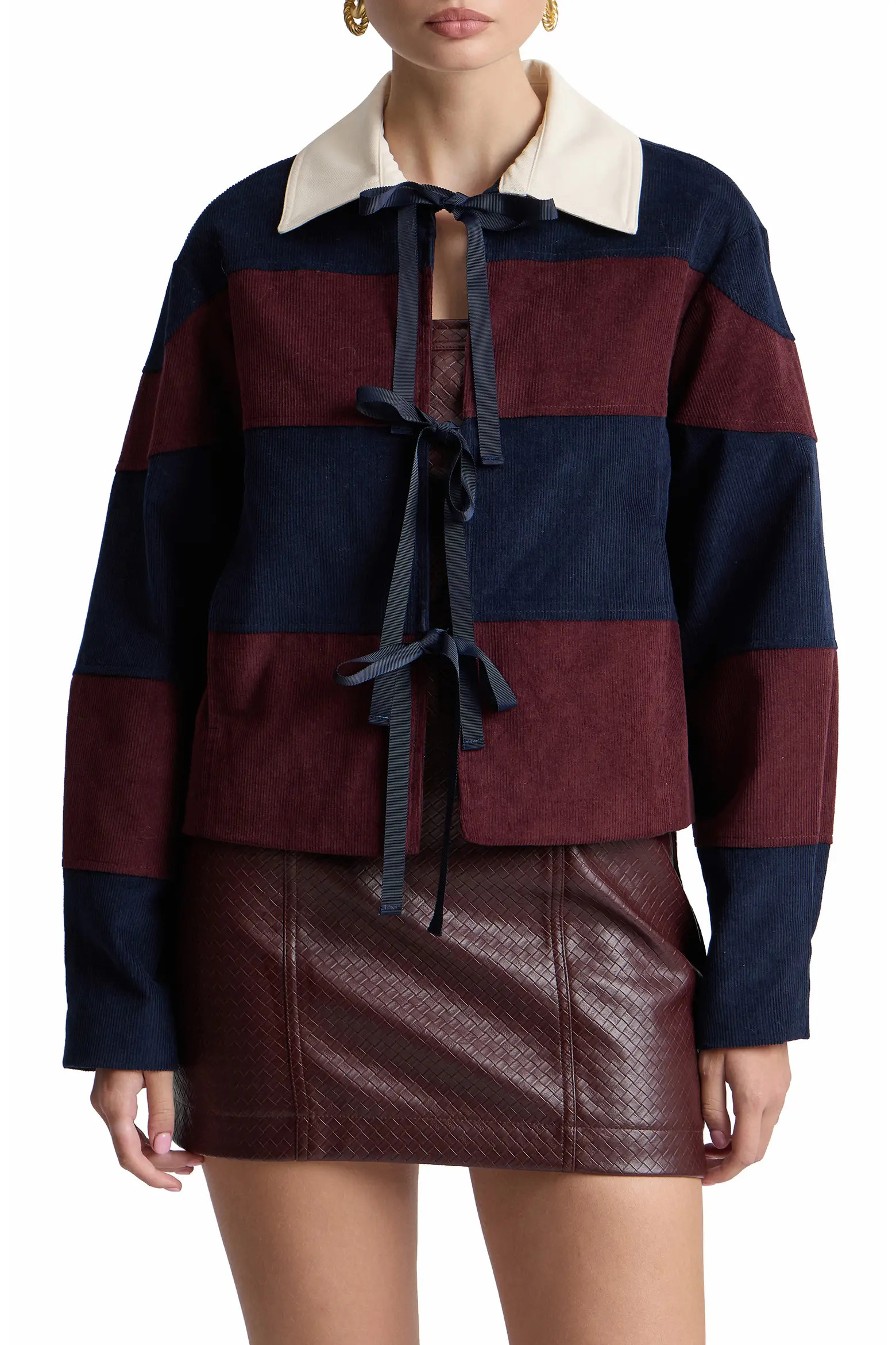 Avec Les Filles Striped Corduroy Rugby Jacket with Front Ties (Women) | Nordstrom | Nordstrom