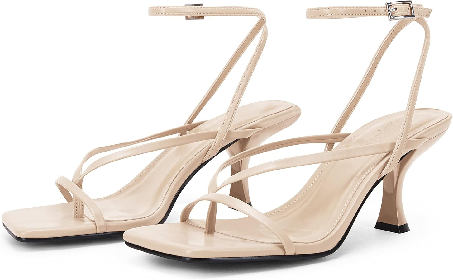 PiePieBuy Women's Lace Up Heeled Sandals Square Flip Flop High Heels Strappy Party Shoes | Amazon (US)