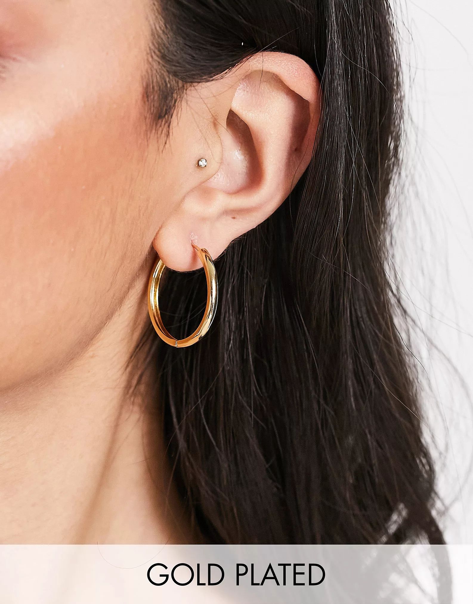 ASOS DESIGN 14k gold plated 25mm hinge hoop earring | ASOS (Global)