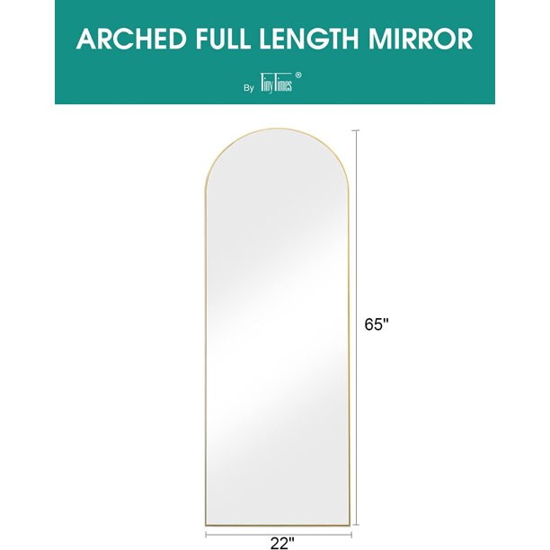TinyTimes 65''x22'' Arched Full Length Mirror, Floor Mirror with Stand, Full Body Mirror,Aluminum... | Walmart (US)