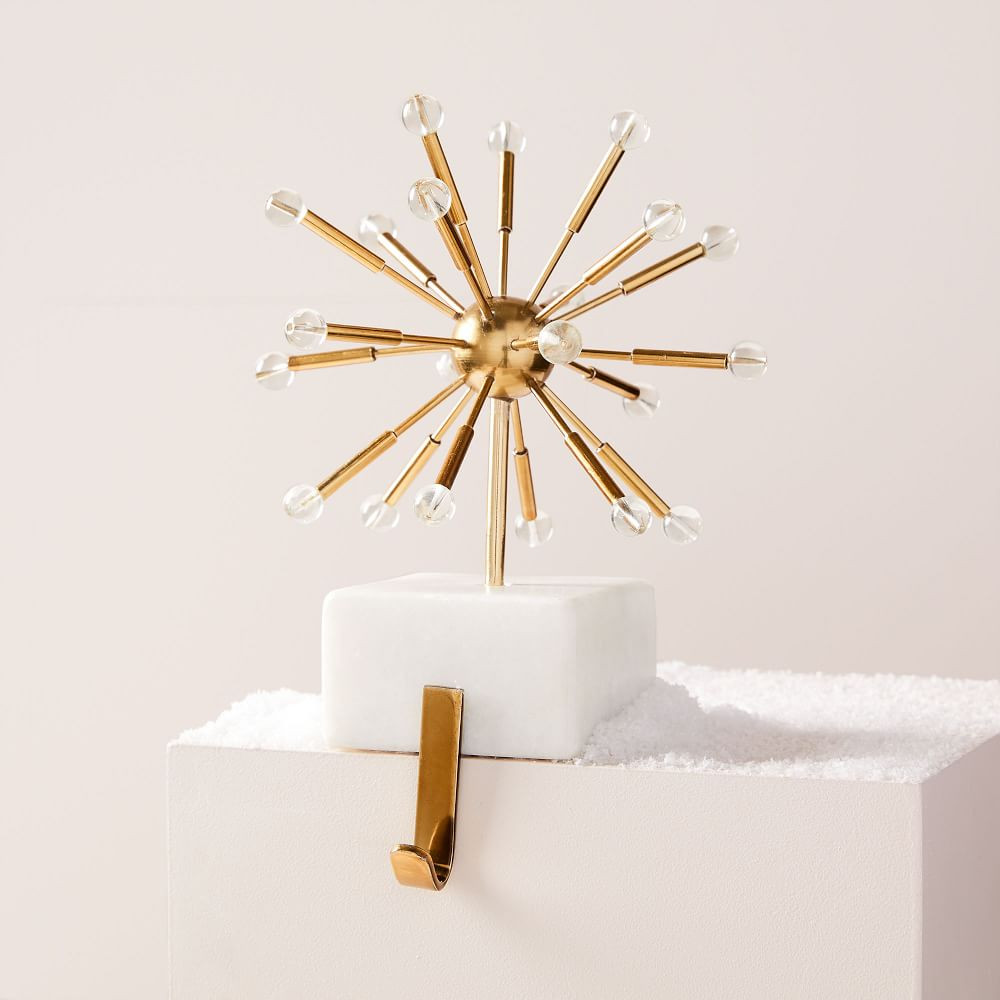 Sputnik Marble &amp; Brass Stocking Holder | West Elm (US)