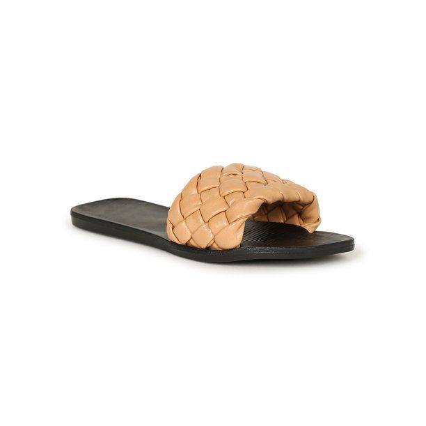 Bamboo Puffy Braided Vamp Square Toe Slide Sandal 20478 | Walmart (US)